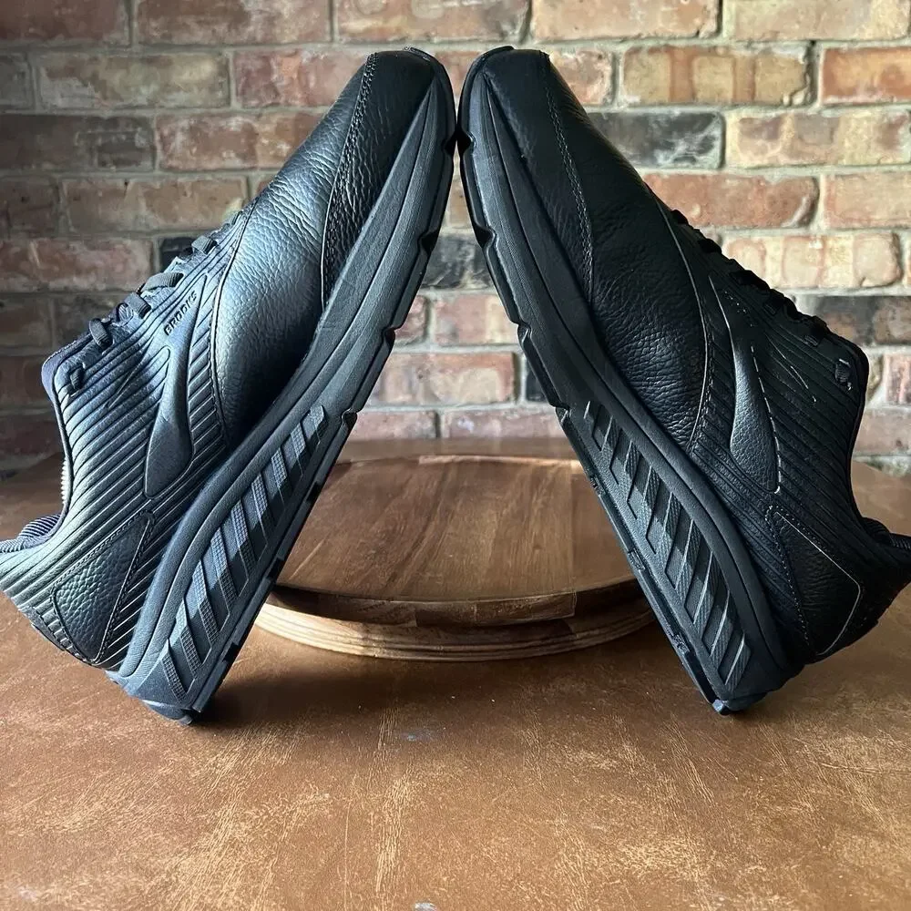 Brooks Addiction Walker 2 Black Leather Walking Shoes Sneakers Men's 12.5 2E
